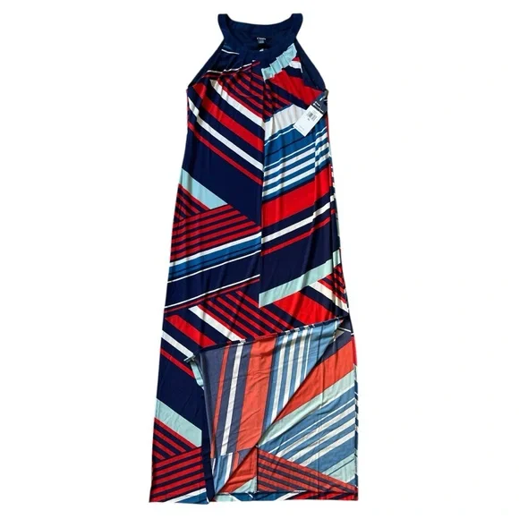 Chaps Striped Maxi Dress Red/Blue | PL - Picture 4 of 4